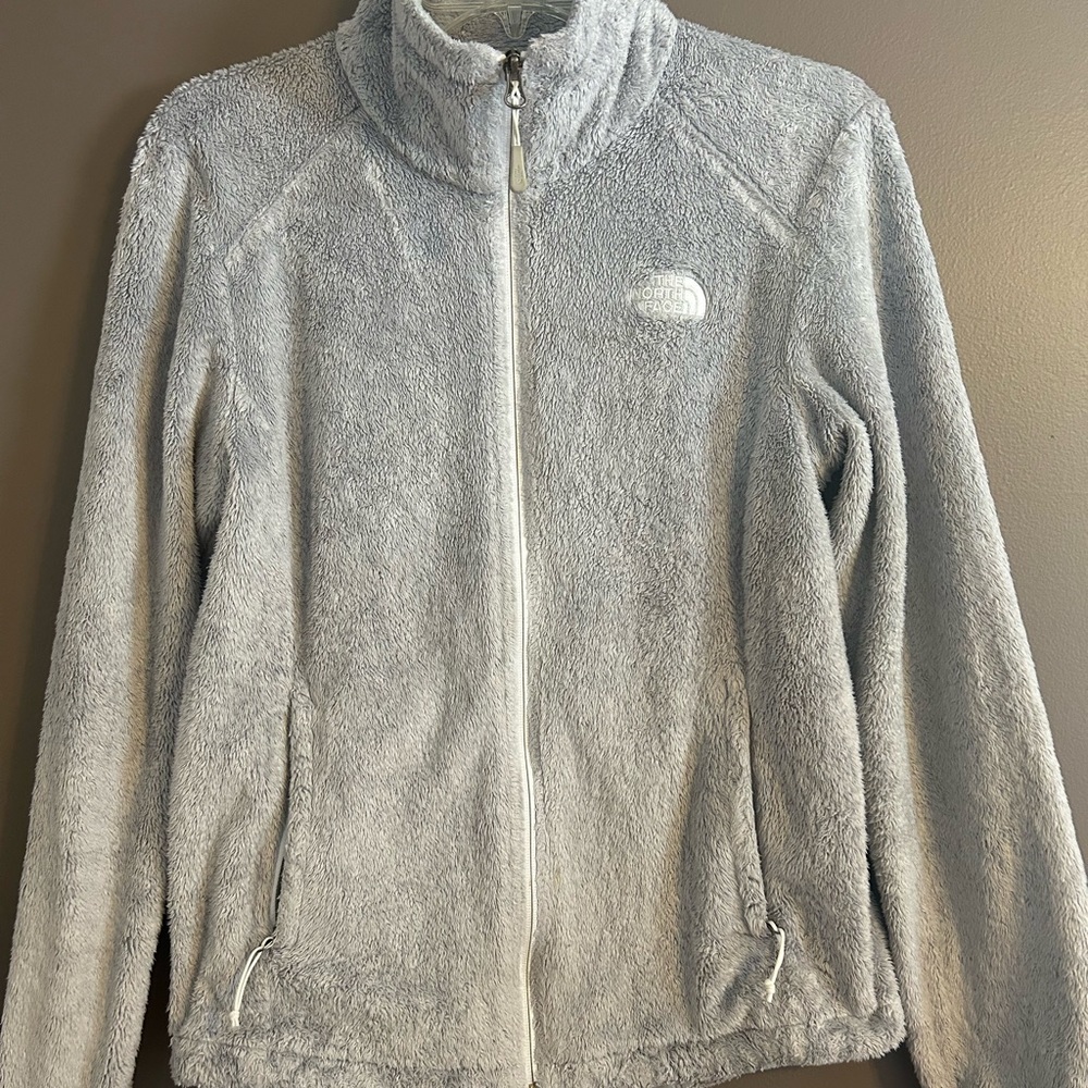 North face zip up light gray size small